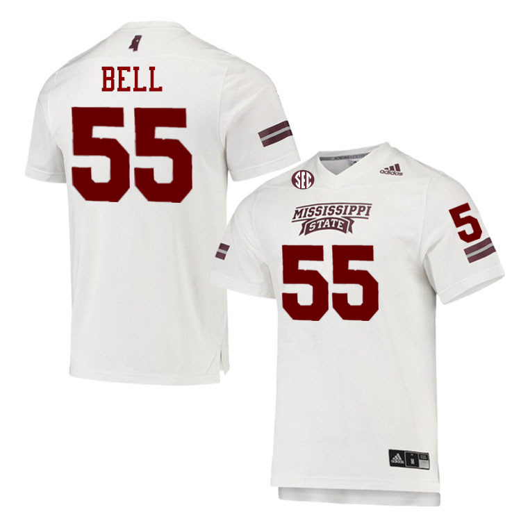 Men #55 Leon Bell Mississippi State Bulldogs College Football Jerseys Stitched-White